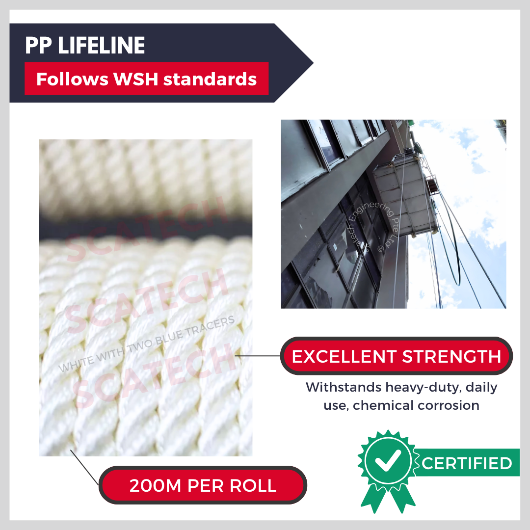 Work-at-heigh Polypropylene (PP) Lifeline Rope